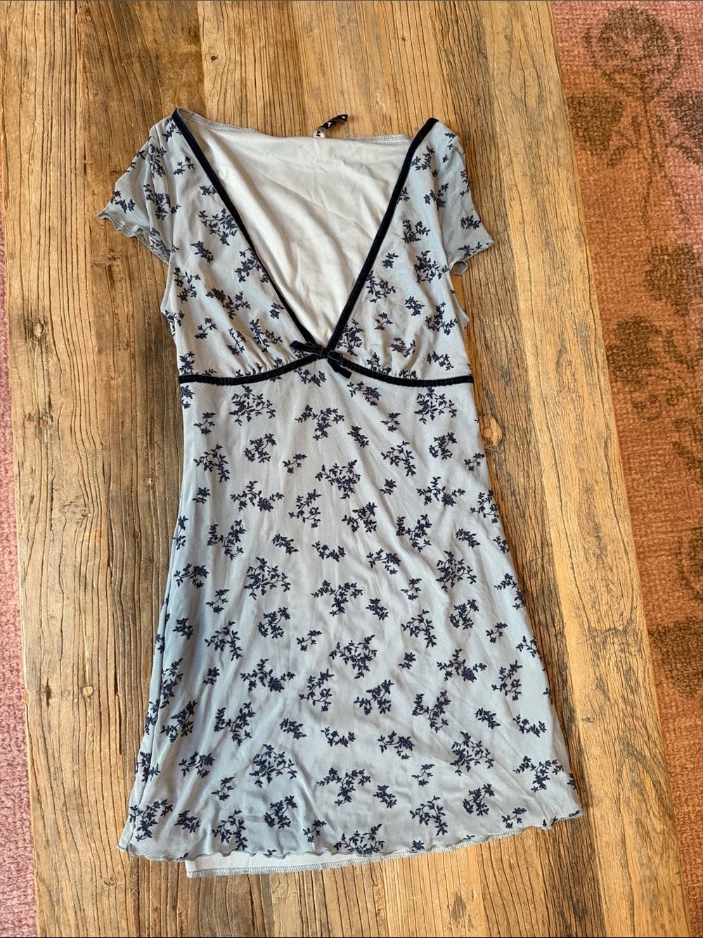 Motel Rocks Light Blue Slip Dress with Navy Floral Print